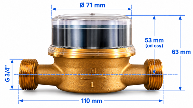 KADEN vodoměr PICOFLUX AiR na studenou vodu s dálkovým odečtem Wireless Mbus, 110mm, záruka 5let, Vracím původní